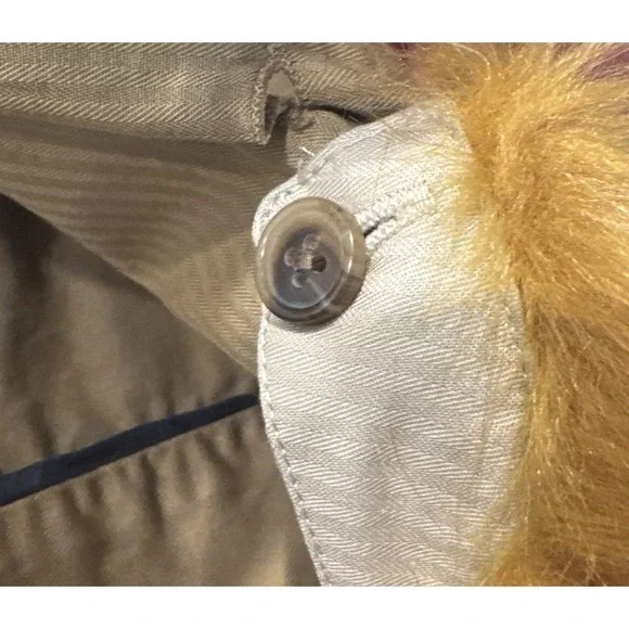 J Crew Peplum Chino Jacket Faux Fur Collar Ridge Khaki Style# H1641 Belted Funky - Picture 8 of 10